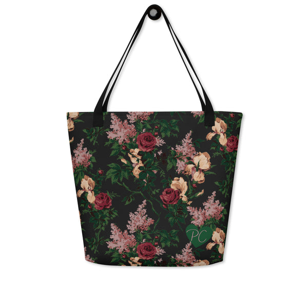 Pin Up Girl Bethany Oversized Tote Bag In Dark Bella Roses Print | Pinup Couture Relaxed