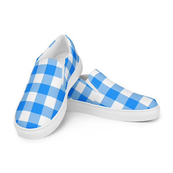 Pin Up Girl Beyond Blue Gingham Women’s Canvas Slip-On Flat Deck Shoe| Pinup Couture Relaxed