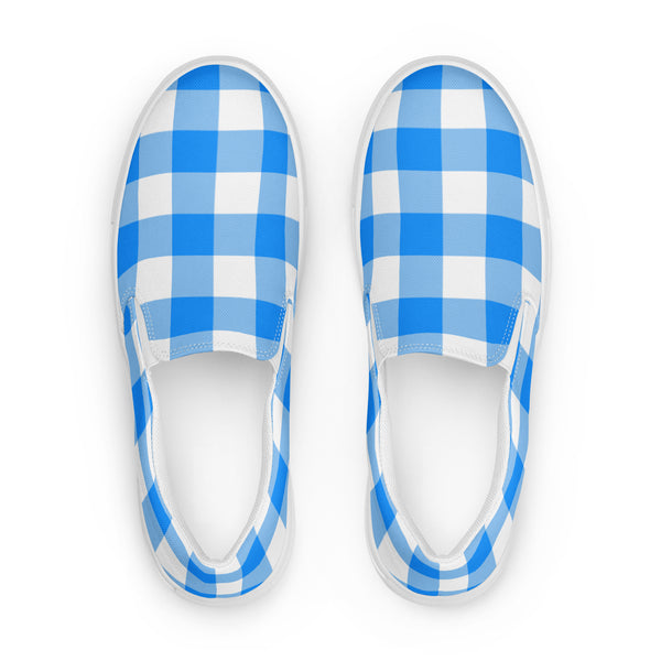 Pin Up Girl Beyond Blue Gingham Women’s Canvas Slip-On Flat Deck Shoe| Pinup Couture Relaxed