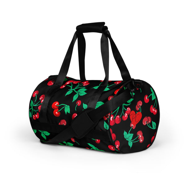 Pin Up Girl Black Coffee Cherry Girl Gym Duffle Workout Bag | Pinup Couture Relaxed