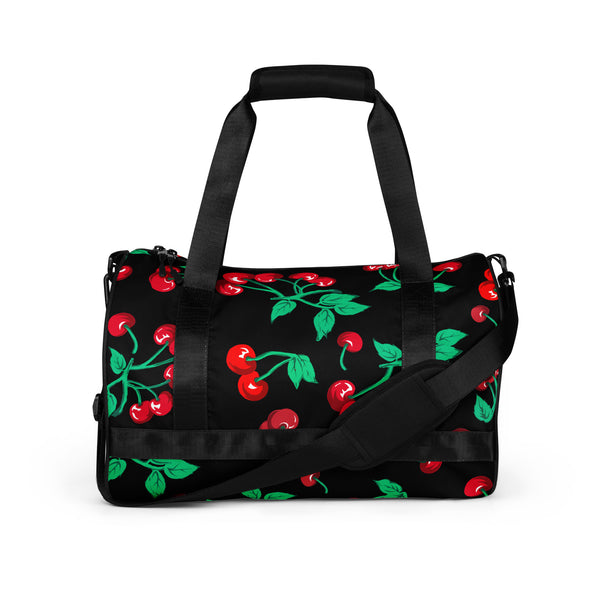 Pin Up Girl Black Coffee Cherry Girl Gym Duffle Workout Bag | Pinup Couture Relaxed