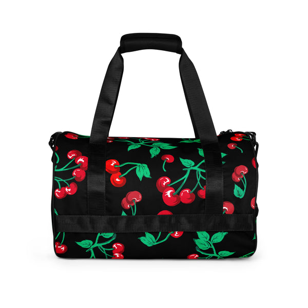 pin up girl Black Coffee Cherry Girl Gym Duffle Workout Bag | Pinup Couture Relaxed