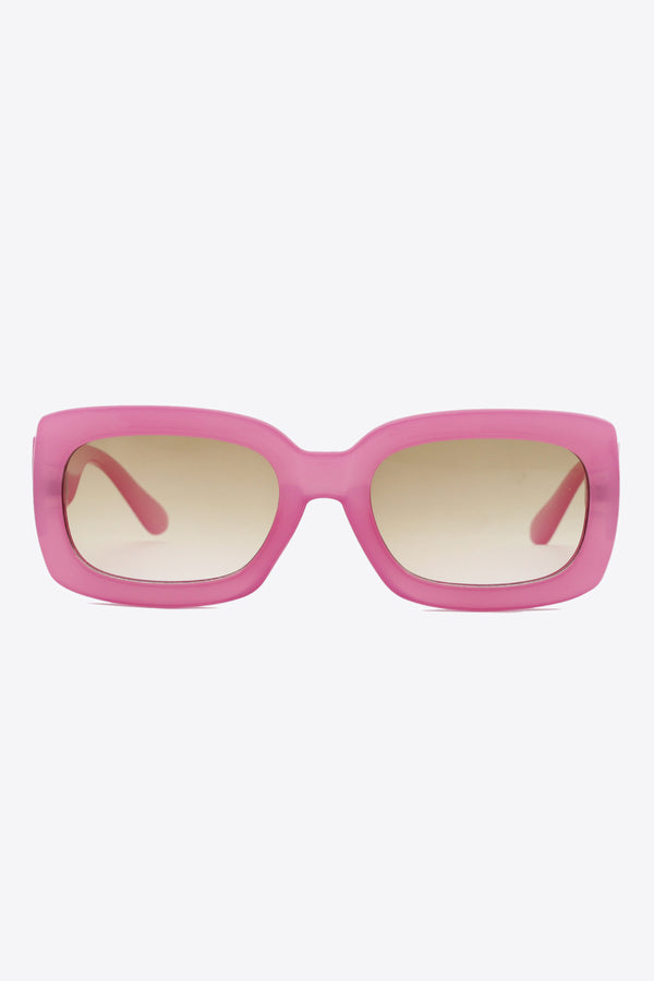 Pin Up Girl Blocks And Boundaries Polycarbonate Rectangle Sunglasses In Pink And Black