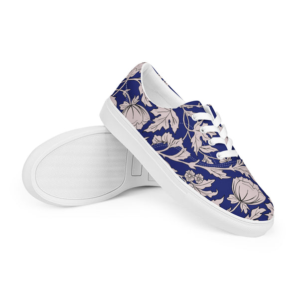 pin up girl Blue Capri Floral Women’s Lace-up Canvas Shoes | Pinup Couture pin up girl Blue Capri Floral Women’s Lace-up Canvas Shoes | Pinup Couture