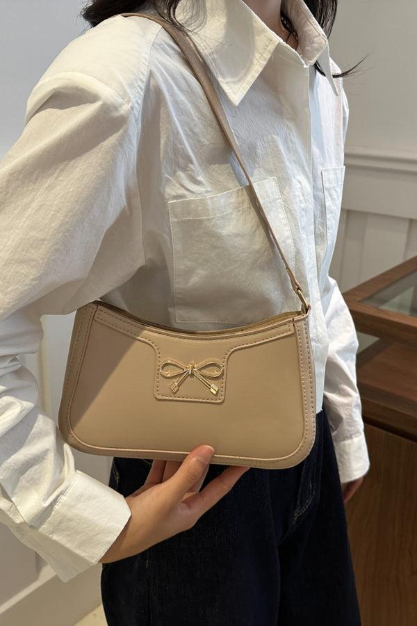 Pin Up Girl Bow Trim Vegan Leather Shoulder Bag | 5 Colors | Poundton