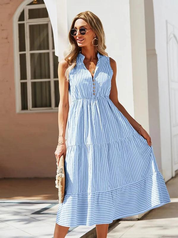 Pin Up Girl Bridgehampton Bound Striped Midi Dress | 4 Colors | Poundton