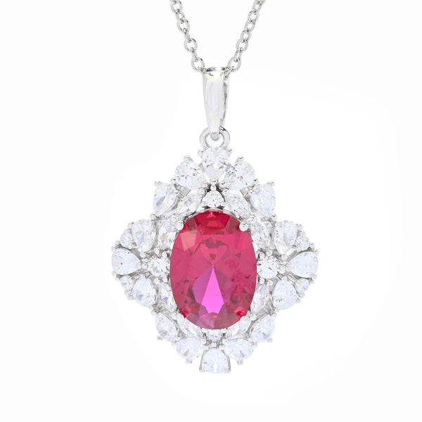 pin up girl Brilliante Platinum Plated 12.00 DEW Simulated Ruby & Diamond Pendant