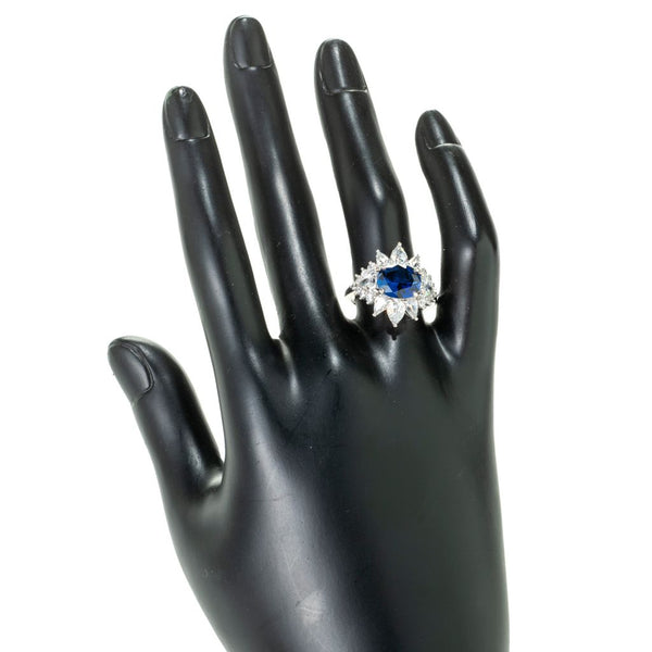Pin Up Girl Brilliante Simulated Blue Sapphire & Diamond East-West Ring