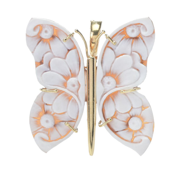 pin up girl Cameo Italiano 18K Gold Plated 45x19mm Butterfly Shell Cameo Pendant
