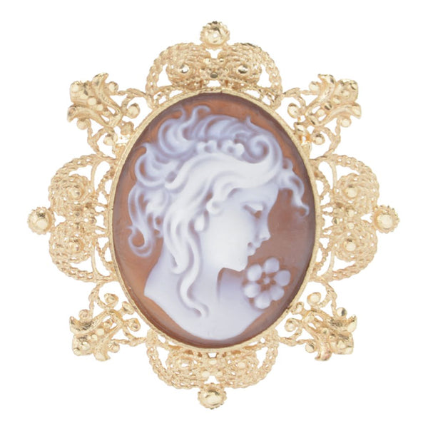 pin up girl Cameo Italiano "Anne" Shell Cameo Vintage-Style Pendant/Brooch