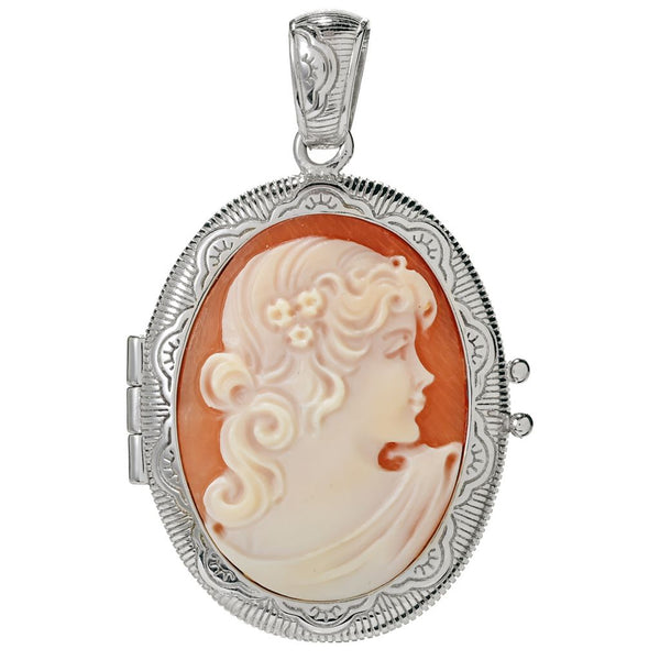 pin up girl Cameo Italiano "Carousel" 29x22mm Shell Portrait Cameo Locket