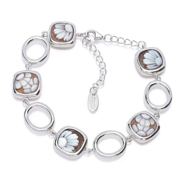 Pin Up Girl Cameo Italiano "Classica" 11mm Floral Cameo & Open Link Bracelet