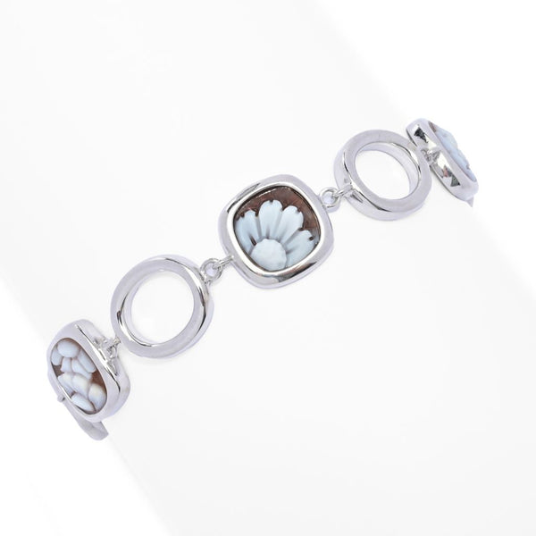 Pin Up Girl Cameo Italiano "Classica" 11mm Floral Cameo & Open Link Bracelet