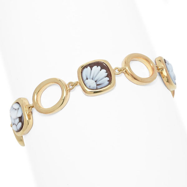 Pin Up Girl Cameo Italiano "Classica" 11mm Floral Cameo & Open Link Bracelet