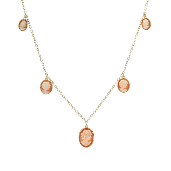 pin up girl Cameo Italiano "Colibri" Shell Cameo Graduated Portrait Charm Necklace
