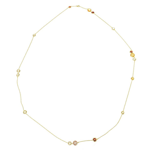 pin up girl Cameo Italiano "Opera" Flower Shell Cameo & Multi Gem Station 44" Necklace