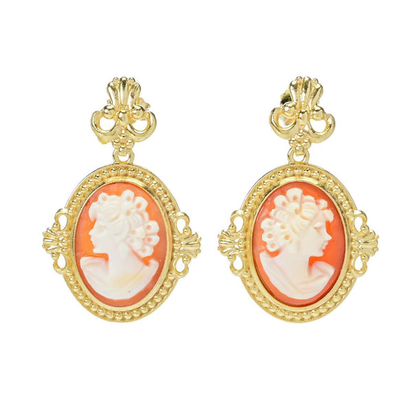 pin up girl Cameo Italiano "Victoria" 18x13mm Portrait Cameo Bead Frame Drop Earrings
