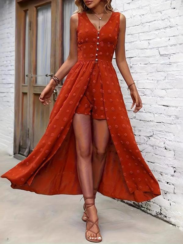 Pin Up Girl Camino Dream V-Neck Sleeveless Dress And Shorts Set