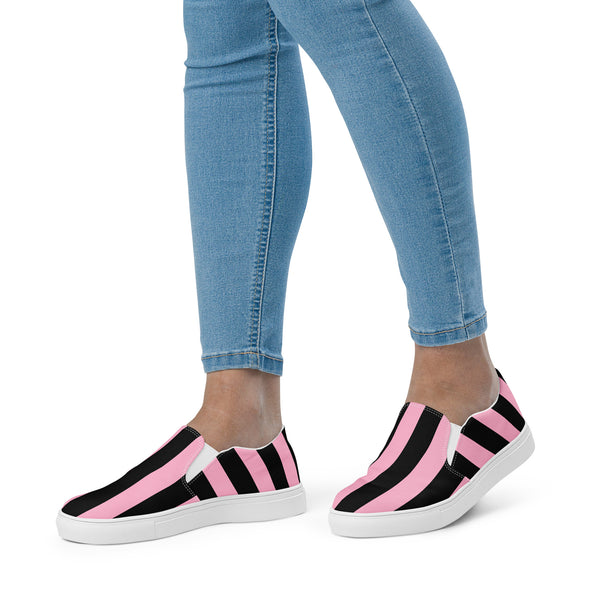 Pin Up Girl Candy Cane Mark Stripe Women’s Canvas Slip-On Flat Deck Shoe | Pinup Couture Relaxed