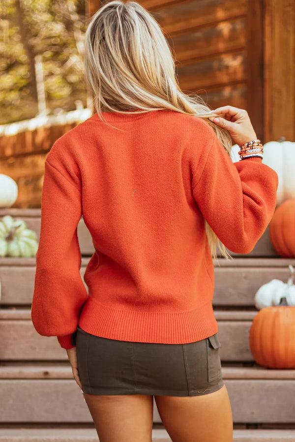 Pin Up Girl Carve It Up Pumpkin Pattern Sweater | Poundton