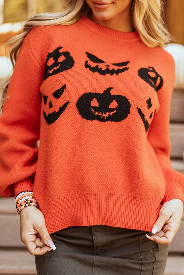 pin up girl Carve It Up Pumpkin Pattern Sweater | Poundton