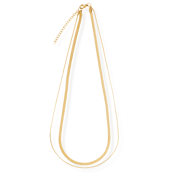 pin up girl Cassia Double Chain Necklace | Gold and Silver