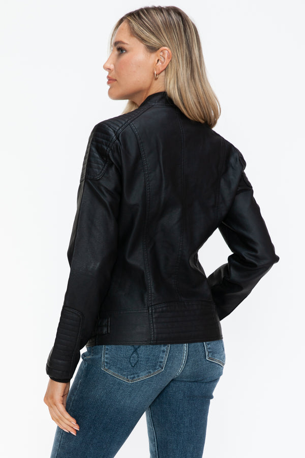 Pin Up Girl Cecilia Snobbish Faux Leather Biker Jacket With Side Zip Pockets | Poundton