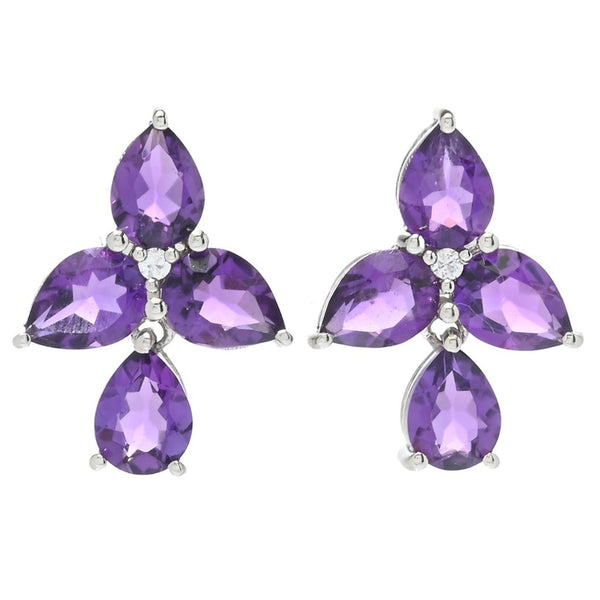 pin up girl Claire Vessot Designs 7.88ctw African Amethyst Trillium Flower Earrings