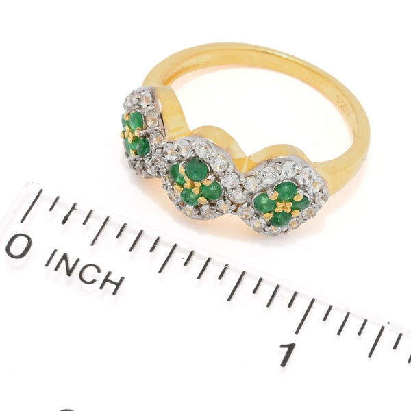 Pin Up Girl Cocci Collection 1.16ctw Brazilian Sakota Emerald & Zircon Cluster Ring
