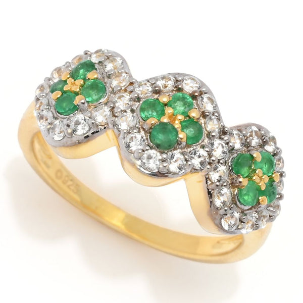 pin up girl Cocci Collection 1.16ctw Brazilian Sakota Emerald & Zircon Cluster Ring