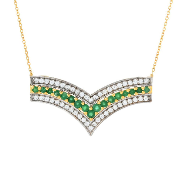 pin up girl Cocci Collection 1.64ctw Brazilian Sakota Emerald & Zircon Chevron Necklace