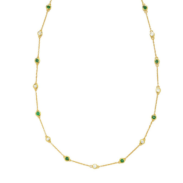 Pin Up Girl Cocci Collection 2.32ctw Brazilian Sakota Emerald & Zircon Station Necklace