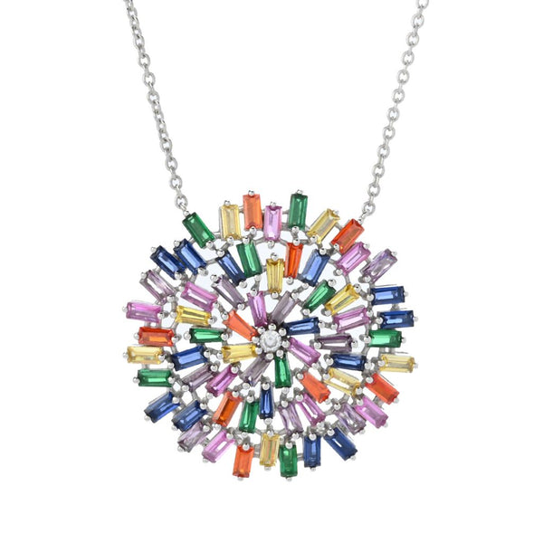 Pin Up Girl "Color Crush" Gold Or Platinum Plated Simulated Gemstone Pendant W/ Chain