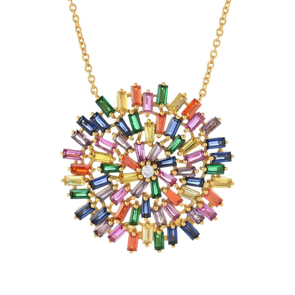 Pin Up Girl "Color Crush" Gold Or Platinum Plated Simulated Gemstone Pendant W/ Chain