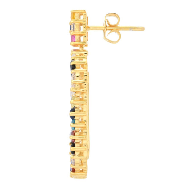 Pin Up Girl "Color Crush" Simulated Gem Baguette Open Drop Earrings