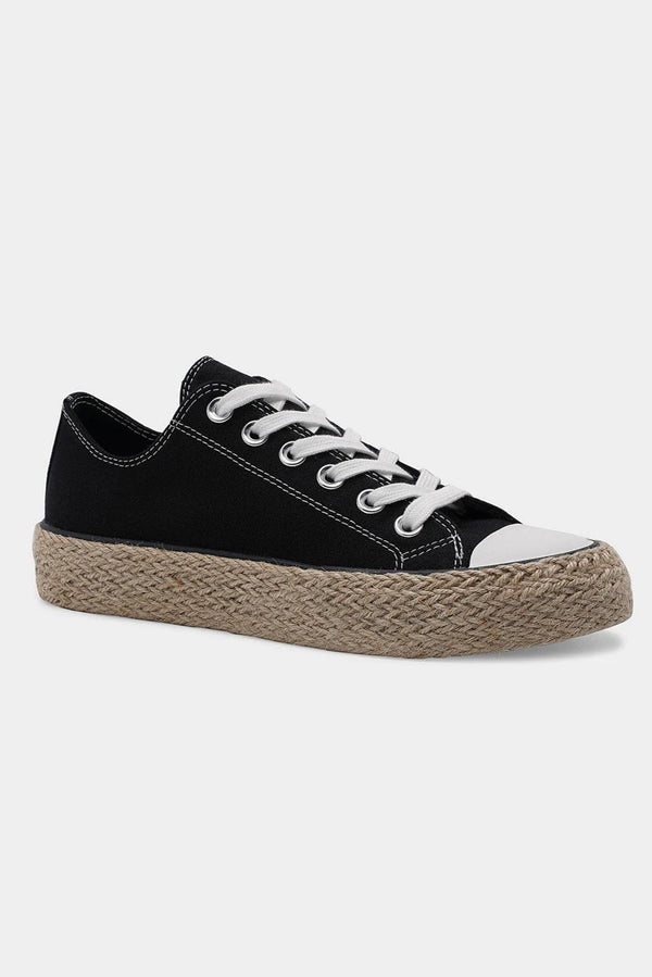Pin Up Girl Corsica Lace Up Woven Espadrille Sole Sneakers | Poundton