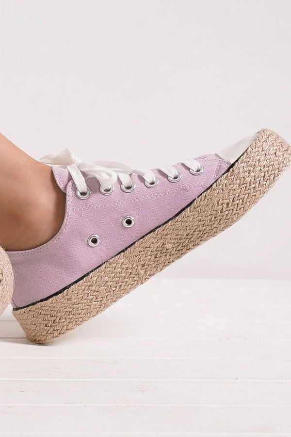 Pin Up Girl Corsica Lace Up Woven Espadrille Sole Sneakers | Poundton