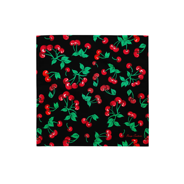 Pin Up Girl Cyndi Black Coffee Cherry Girl Bandana | Pinup Couture Relaxed