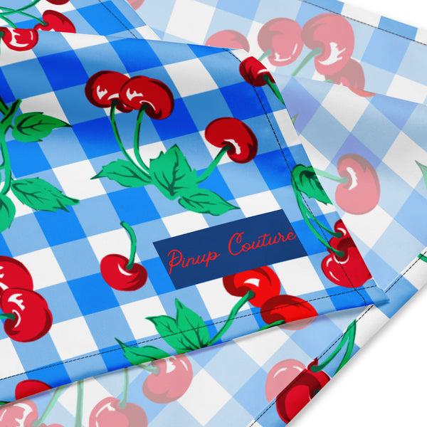 Pin Up Girl Cyndi Blue Gingham Cherry Girl All Bandana | Pinup Couture Relaxed