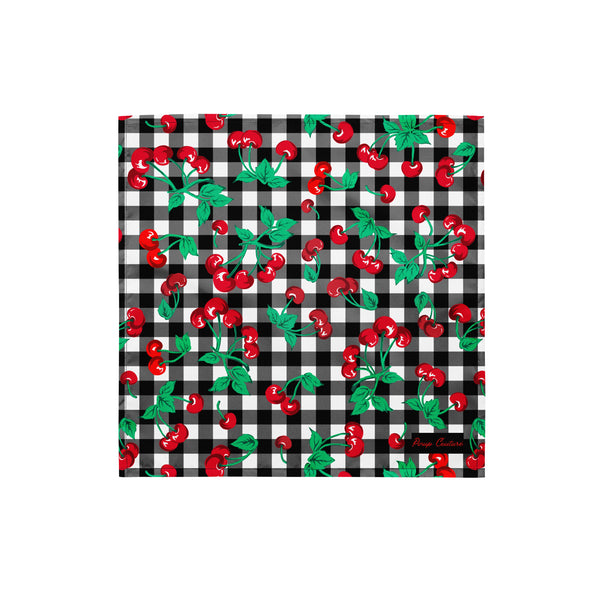 Pin Up Girl Cyndi Cherry Girl Black Gingham Bandana Scarf | Pinup Couture Relaxed