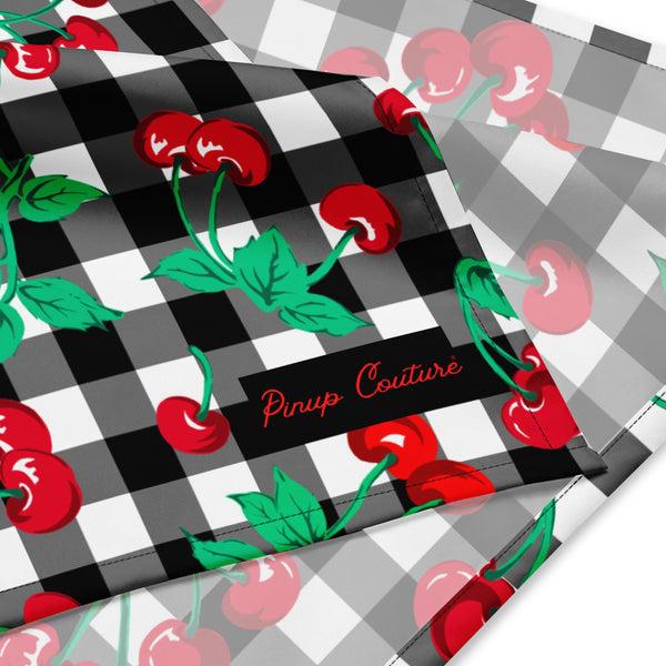 Pin Up Girl Cyndi Cherry Girl Black Gingham Bandana Scarf | Pinup Couture Relaxed