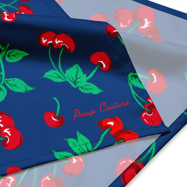 Pin Up Girl Cyndi Dark Blue Cherry Girl Bandana | Pinup Couture Relaxed