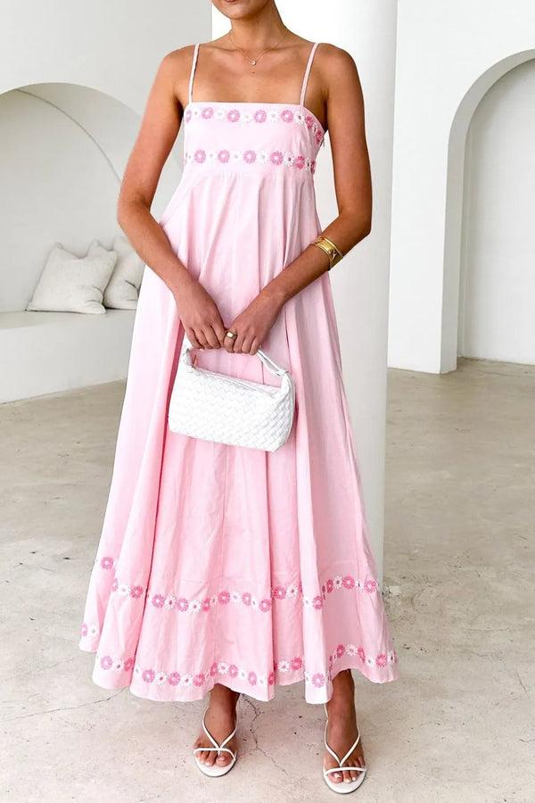 Pin Up Girl Daisy I Do Embroidered Spaghetti Strap Maxi Dress | 3 Colors | Poundton