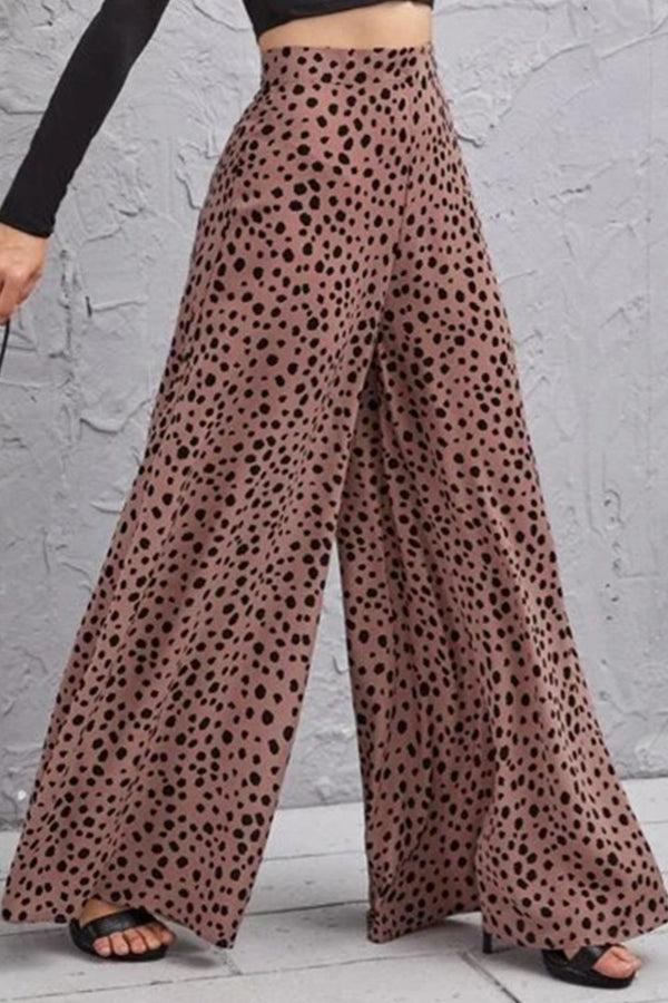 Pin Up Girl Dottie Animal Print High-Rise 40's Palazzo Pants In Olive Or Mauve