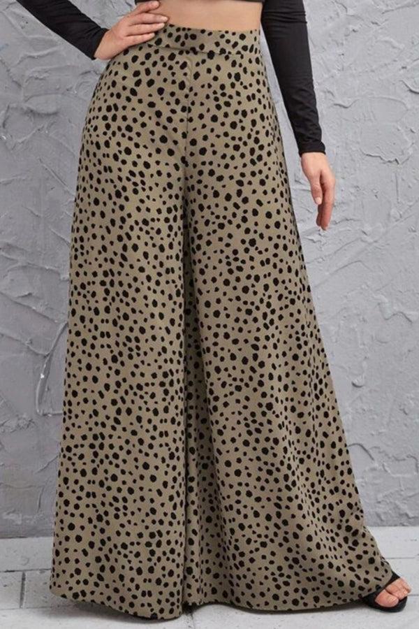 pin up girl Dottie Animal Print High-Rise 40's Palazzo Pants in Olive or Mauve