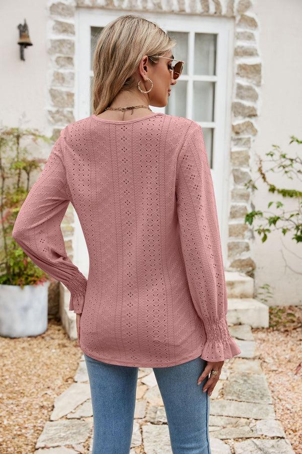 Pin Up Girl Double Rainbow V-Neck Boho Long Sleeve Knit Blouse | 7 Colors