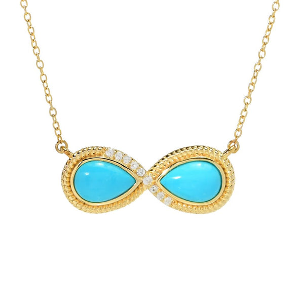 pin up girl Elemental Gems 18K Gold Plated Sleeping Beauty Turquoise Infinity Necklace