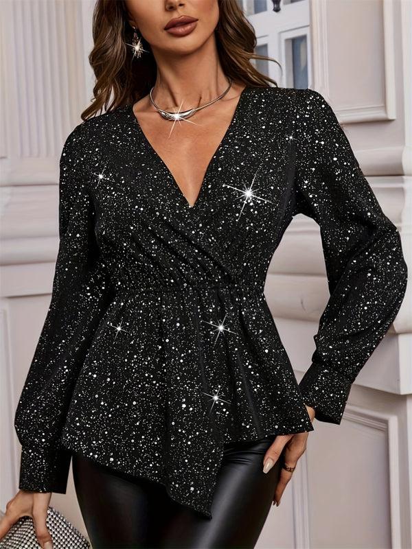 Pin Up Girl Eloisa Asymmetrical Hem Wrap Blouse | 2 Colors | Poundton