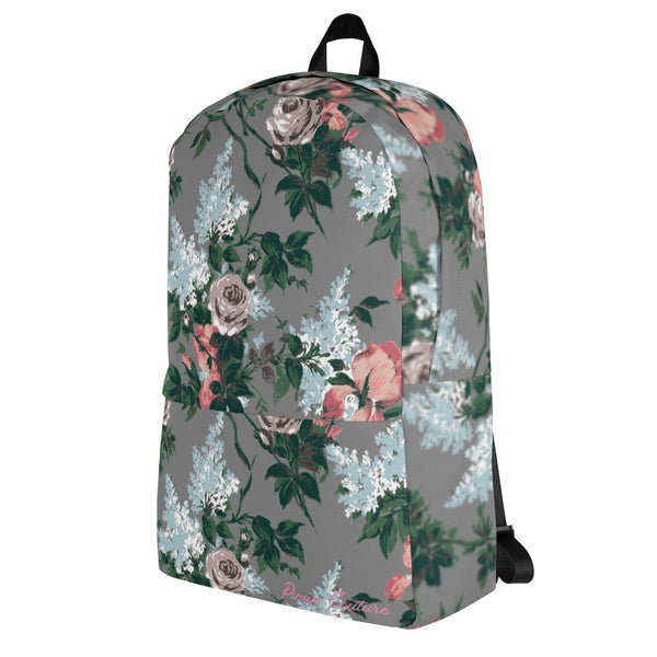 Pin Up Girl Emma Take On The Day Medium Backpack In Grey Bella Roses | Pinup Couture Relaxed