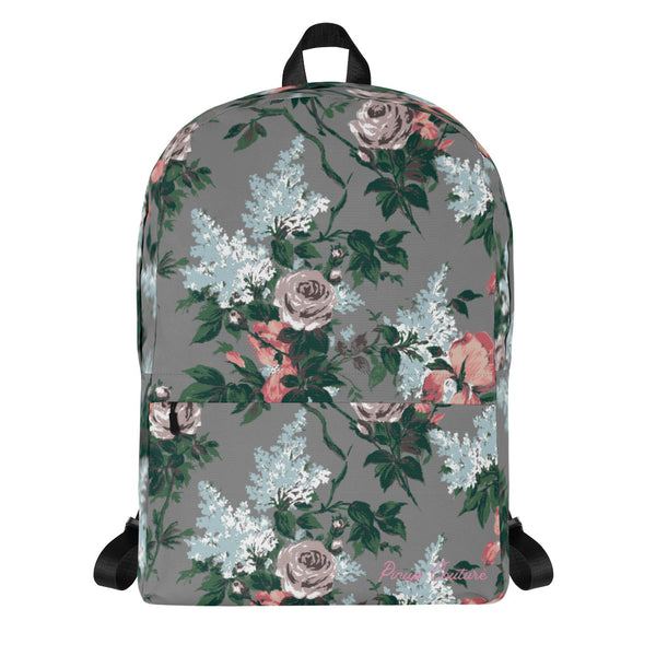 Pin Up Girl Emma Take On The Day Medium Backpack In Grey Bella Roses | Pinup Couture Relaxed